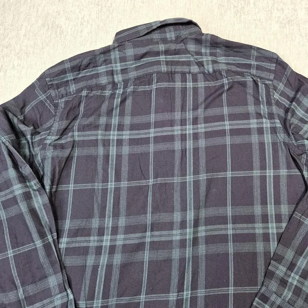Banana Republic Shirt Mens XL Blue Plaid Flannel Button Up Long Sleeve